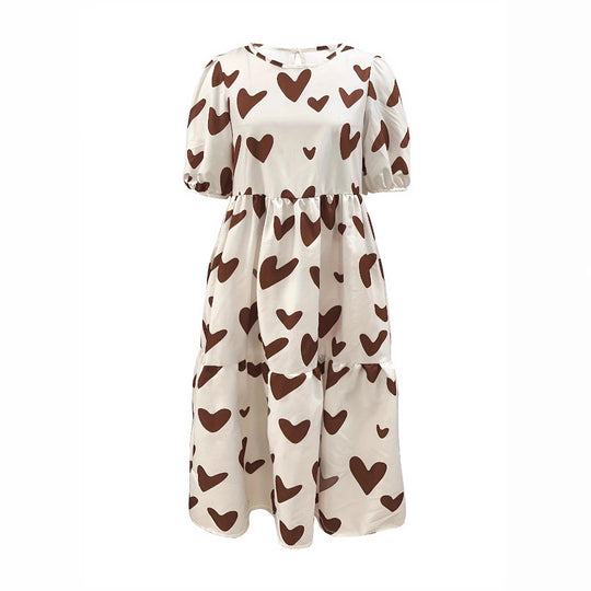 Damen Minikleid mit modernem Herzmuster und luftigen Ärmeln Heidi-Mode