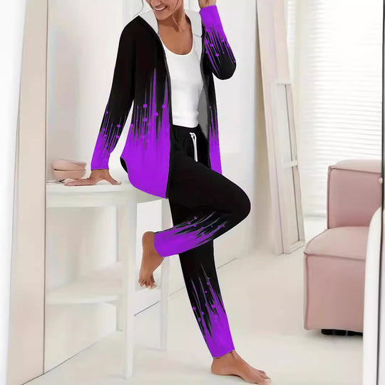 Damen Sportanzug mit kapuzenförmigem Oberteil und elastischen Bundhosen Heidi-Mode