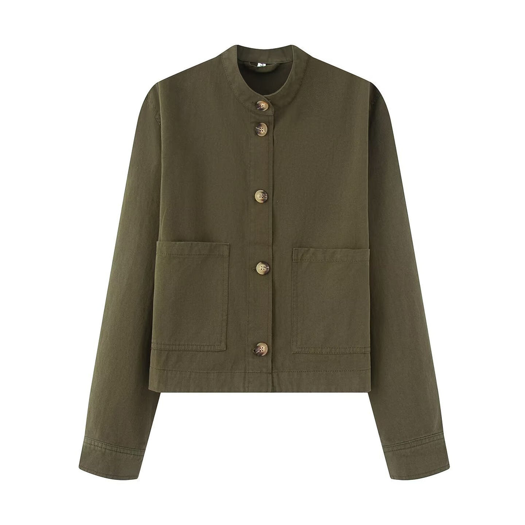 Damen Baumwolljacke mit Knopfleiste und praktischen Taschen Heidi-Mode