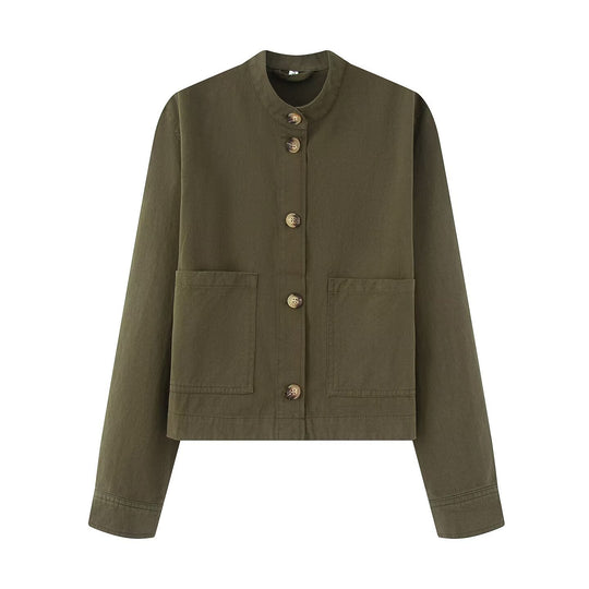 Damen Baumwolljacke mit Knopfleiste und praktischen Taschen Heidi-Mode