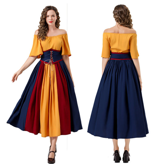 Damen Elegantes Maxikleid mit taillierter Schnürung und luftigen Ärmeln Heidi