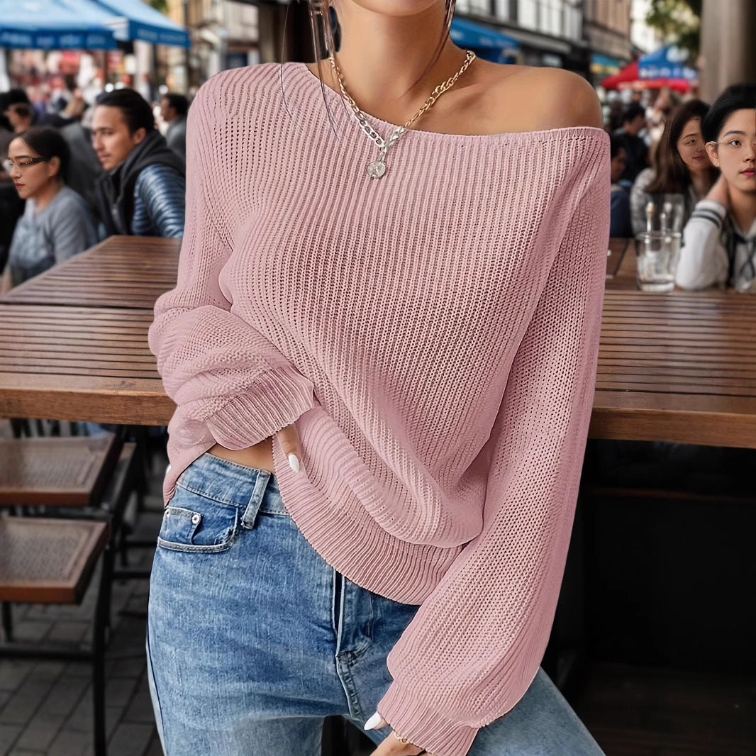 Damen lässiger Pullover mit asymmetrischem Schnitt und überschnittenen Schultern Heidi-Mode