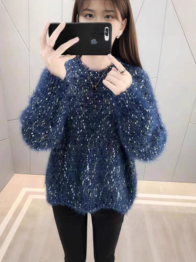 Damen Flauschiger Pulli mit einzigartigem Strukturdesign und funkelnden Akzenten Heidi-Mode