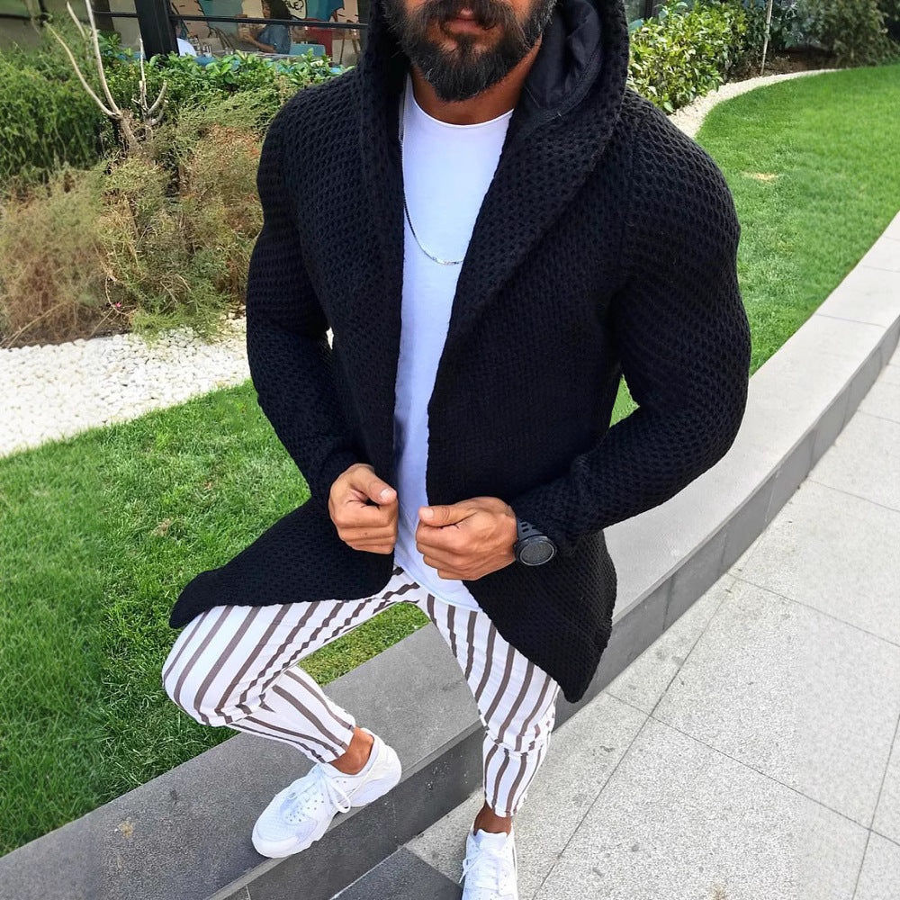 Herren lässiger Strickmantel mit strukturiertem Design und großzügigen Taschen Heidi-Mode