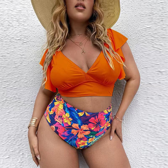 Heidi Mode | Großer Badeanzug mit Rüschendruck und hoher Taille