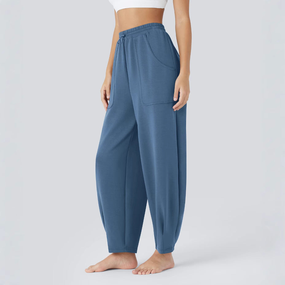 Damen weite Freizeithose mit elastischem Bund und praktischen Taschen Heidi-Mode
