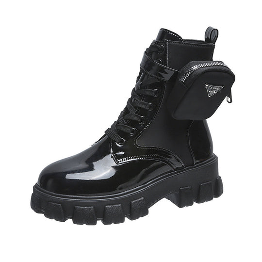 Damen Fashion Stiefel mit praktischer Taschen-Option und auffälliger Sohle Heidi-Mode
