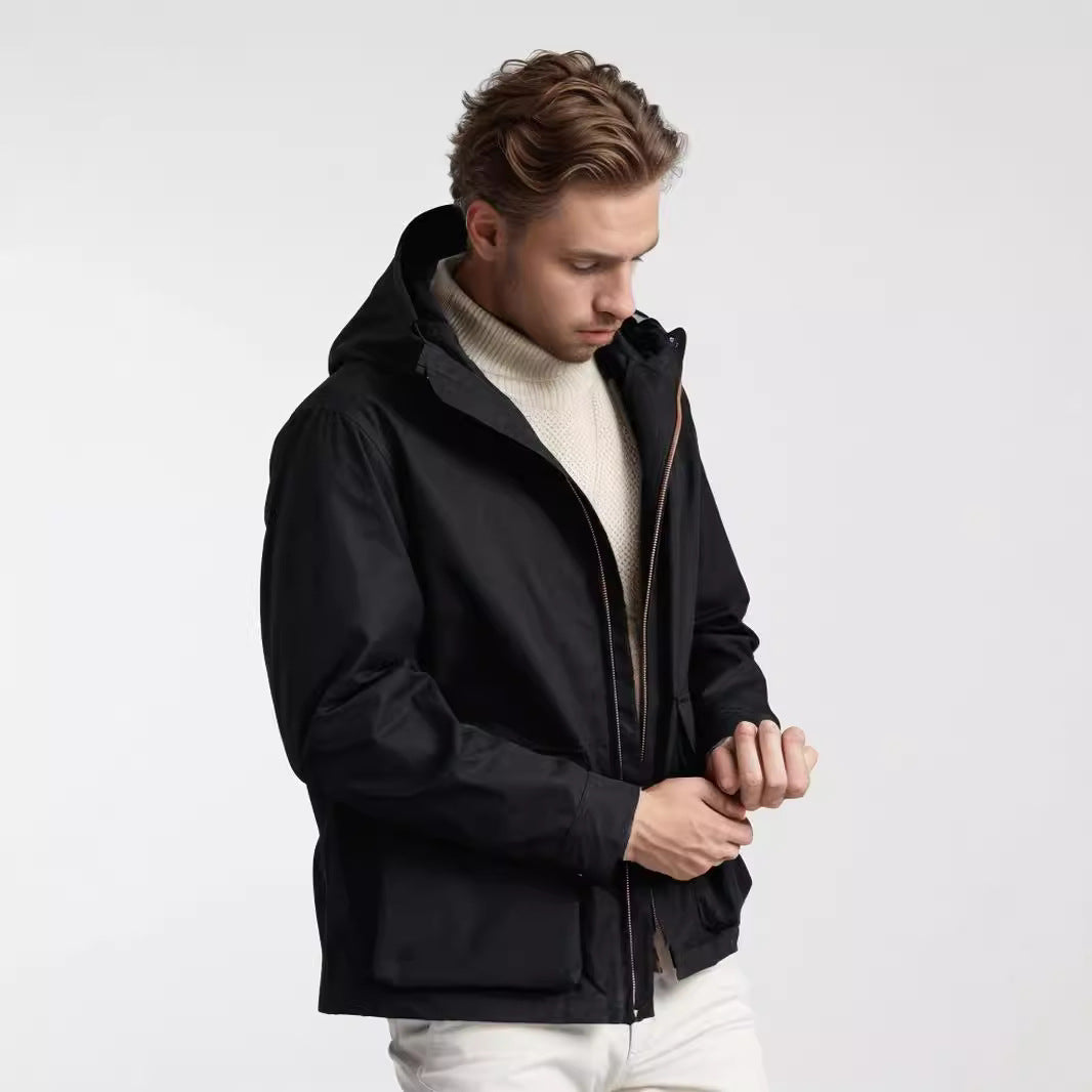 Herren wasserdichte Outdoormantel mit abnehmbarer Kapuze Heidi-Mode