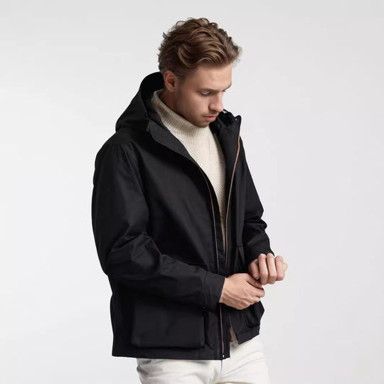 Herren wasserdichte Outdoormantel mit abnehmbarer Kapuze Heidi-Mode