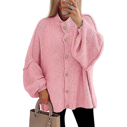 Damen oversized Strickjacke mit Knopfverschluss Heidi-Mode