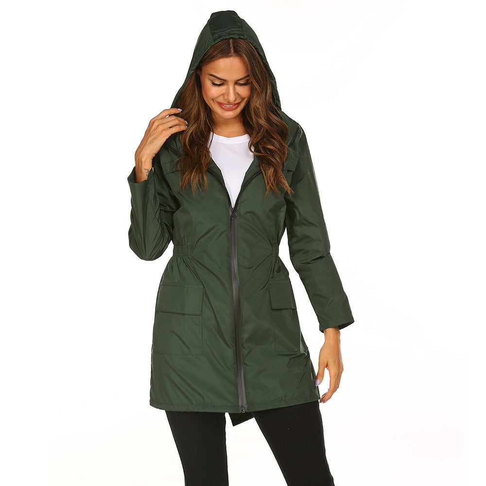 Damen Outdoor-Jacke mit verstellbarer Kapuze und elastischem Bund Heidi-Mode