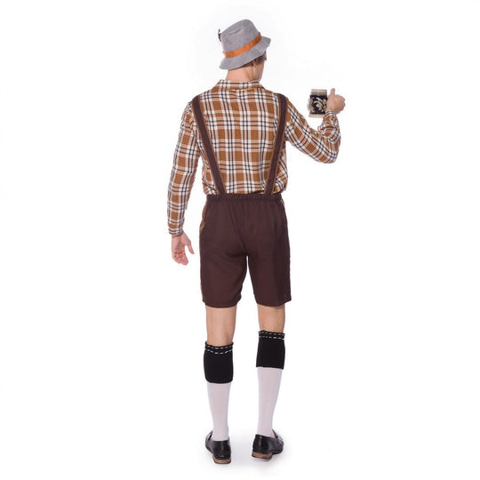 Damen Trachten-Latzhose mit kariertem Oberteil und dekorativer Stickerei Heidi