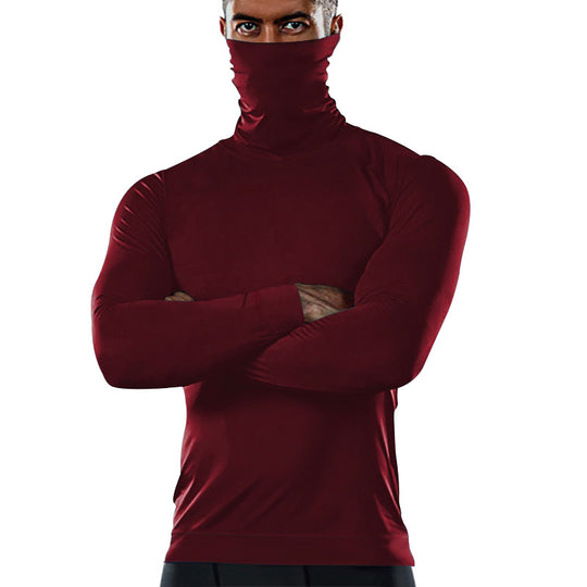 Herren funktionales Langarmshirt mit hohem Kragen und feuchtigkeitsregulierendem Material Heidi-Mode