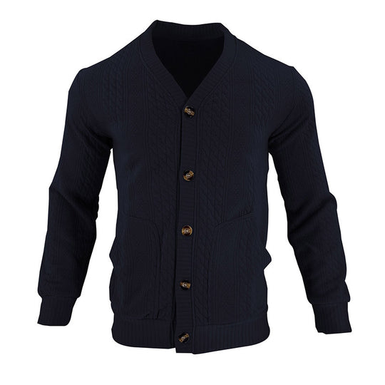 Herren Strickjacke mit hochwertigem Strukturmuster und modernen Knöpfen Heidi-Mode