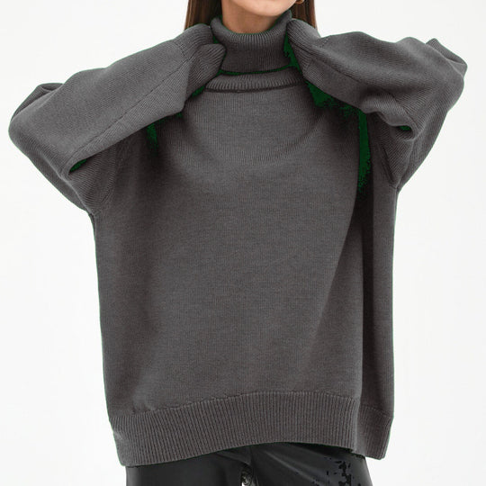 Damen Oversized Rollkragenpullover mit Rippstruktur Heidi-Mode