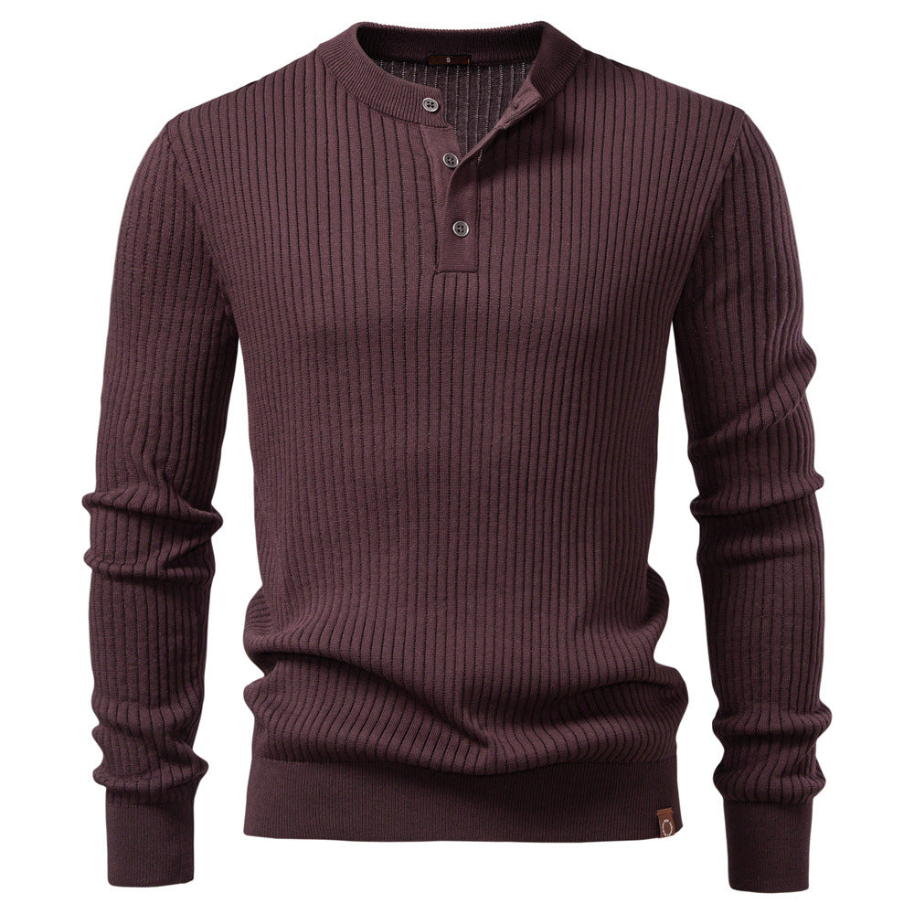 Herren Strickpullover mit feinem Rippenmuster und modischem Knopfdetail Heidi-Mode