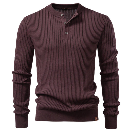 Herren Strickpullover mit feinem Rippenmuster und modischem Knopfdetail Heidi-Mode