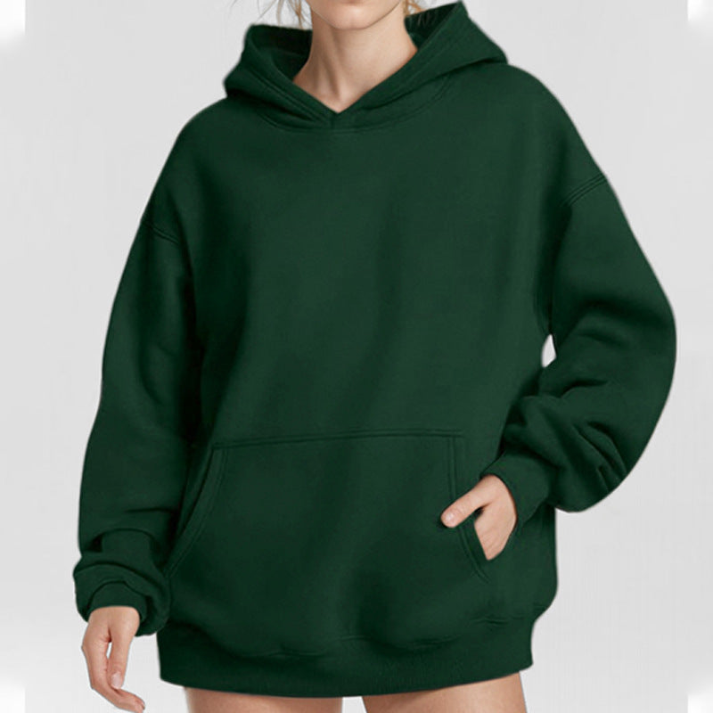 Damen Lockere Kapuzenpullover aus weichem Fleece mit Kängurutasche Heidi-Mode