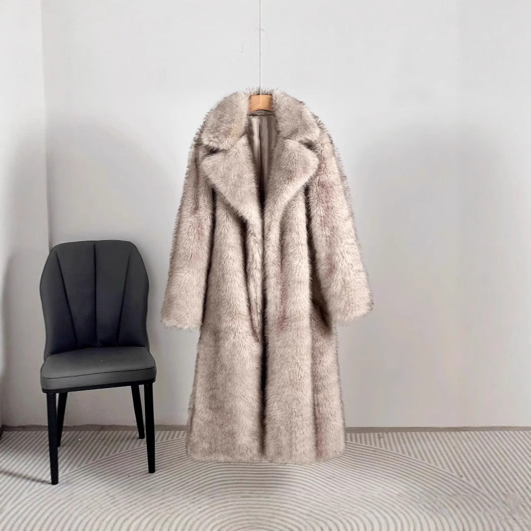 Damen Eleganter Pelzmantel mit großen Taschen Heidi-Mode