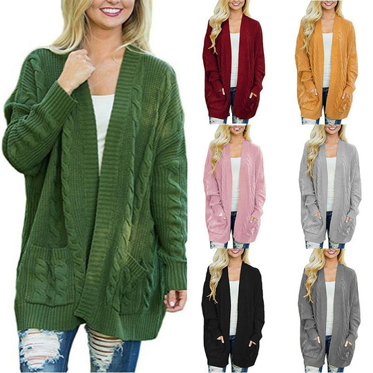 Damen Grobstrick Cardigan mit tiefen Taschen und eleganter Struktur Heidi-Mode