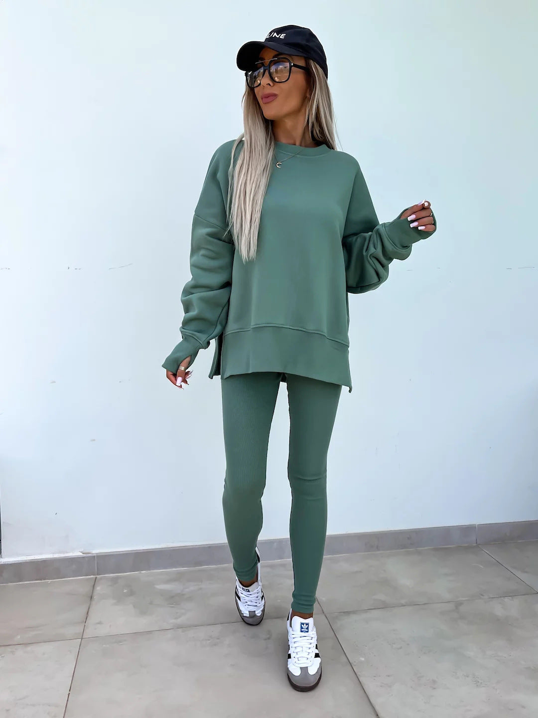 Damen lässiger Oversized-Sweater und leggings im Set Heidi-Mode