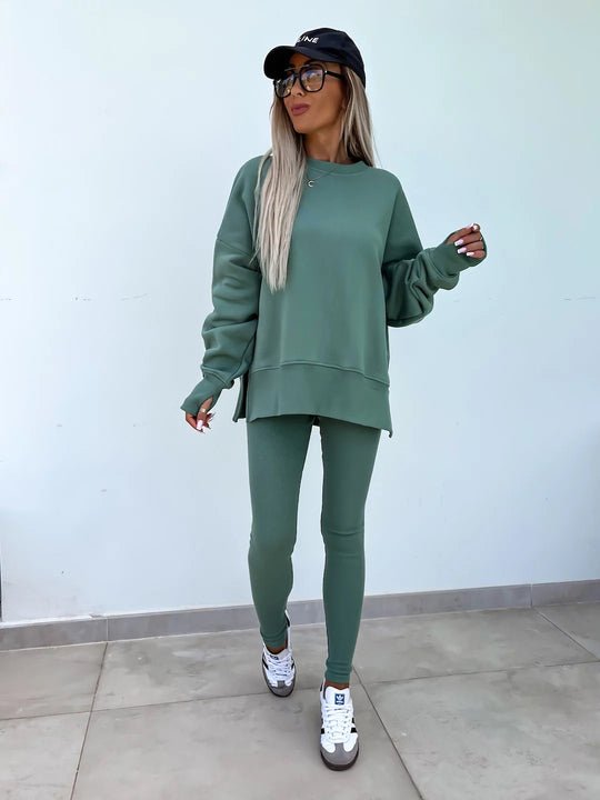 Damen lässiger Oversized-Sweater und leggings im Set Heidi-Mode