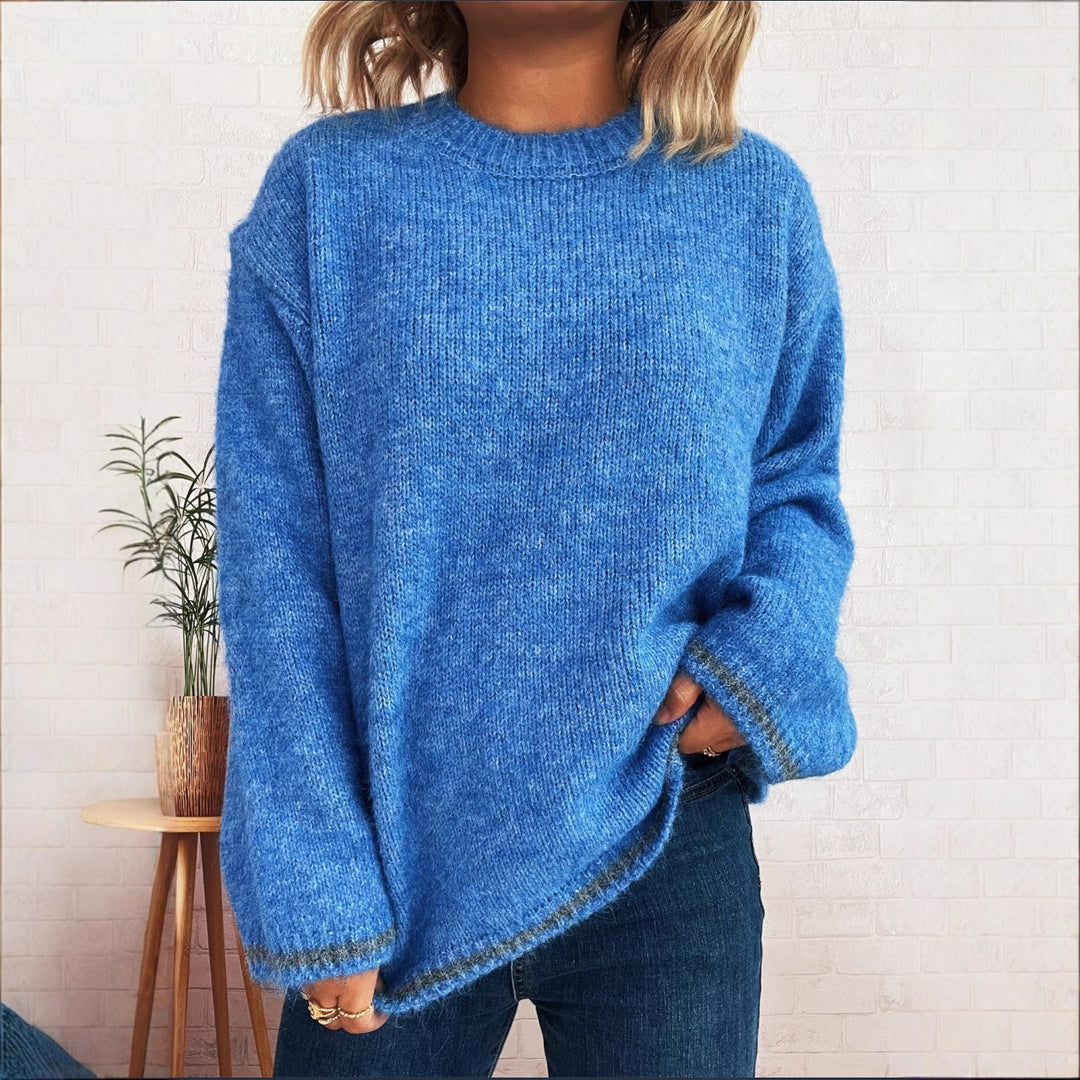 Damen lässiger Wohlfühlpullover mit blockfarbenem Design Heidi-Mode