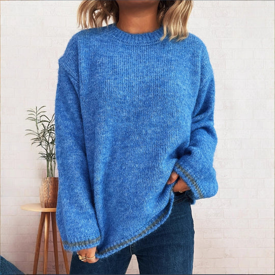 Damen lässiger Wohlfühlpullover mit blockfarbenem Design Heidi-Mode
