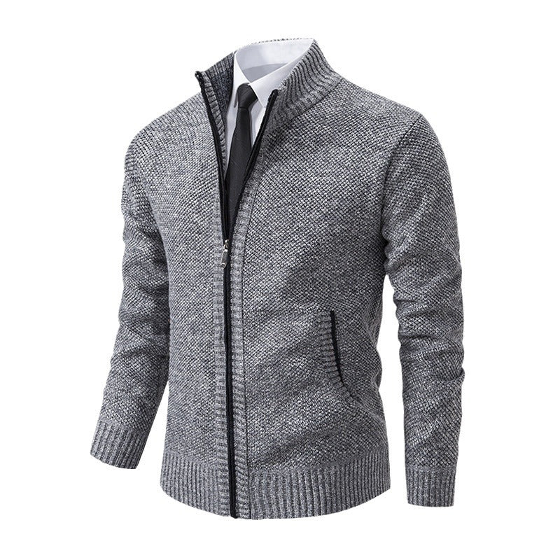 Herren Strickjacke mit hohem Kragen und elegantem Reißverschluss Heidi-Mode
