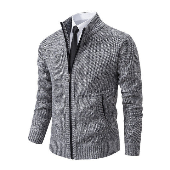 Herren Strickjacke mit hohem Kragen und elegantem Reißverschluss Heidi-Mode