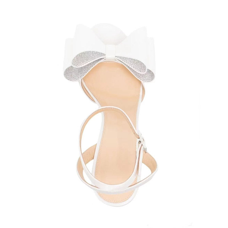 Femme Elegante Offene-Toe Absatzsandalen mit Dekorativem Bogen Heidi-Mode
