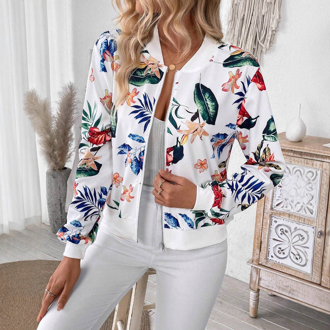 Damen Blumenmuster Bomberjacke Heidi-Mode