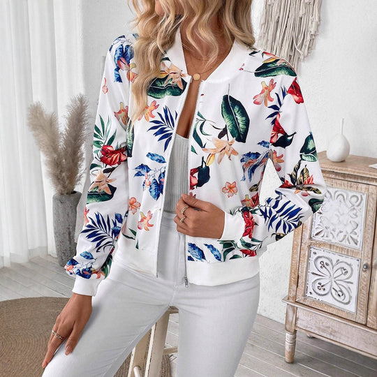 Damen Blumenmuster Bomberjacke Heidi-Mode