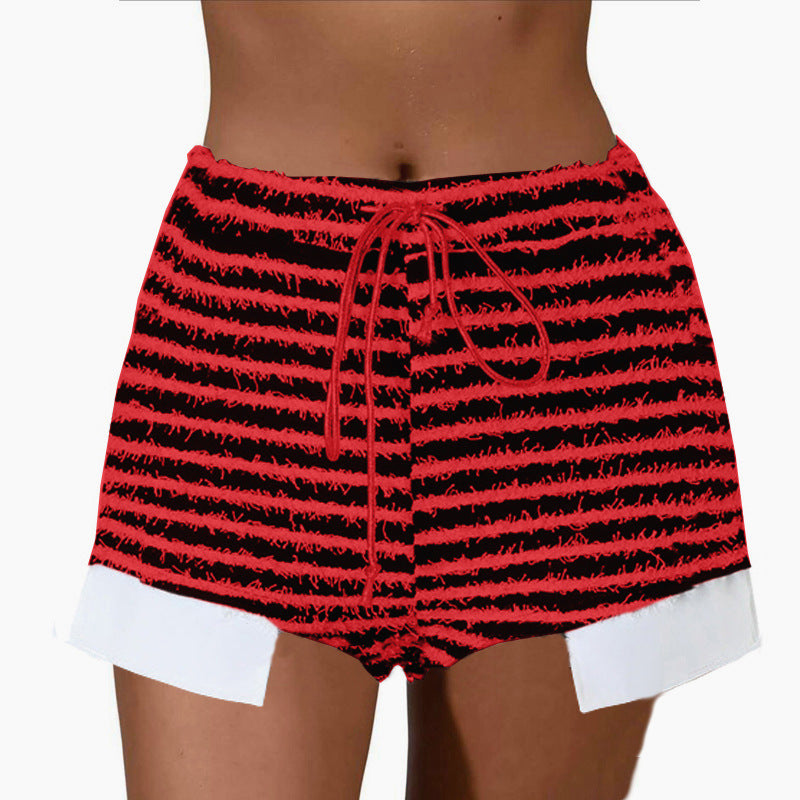 Damen Hochwertige Strandshorts mit festem Bund und modischem Streifenmuster Heidi-Mode