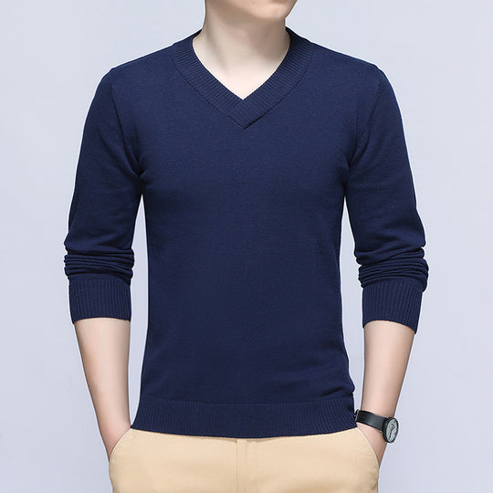 Herren eleganter Pullover mit V-Ausschnitt und feiner Strickstruktur Heidi-Mode