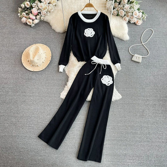 Damen elegantes und komfortables Freizeit-Set mit floralem Design Heidi-Mode