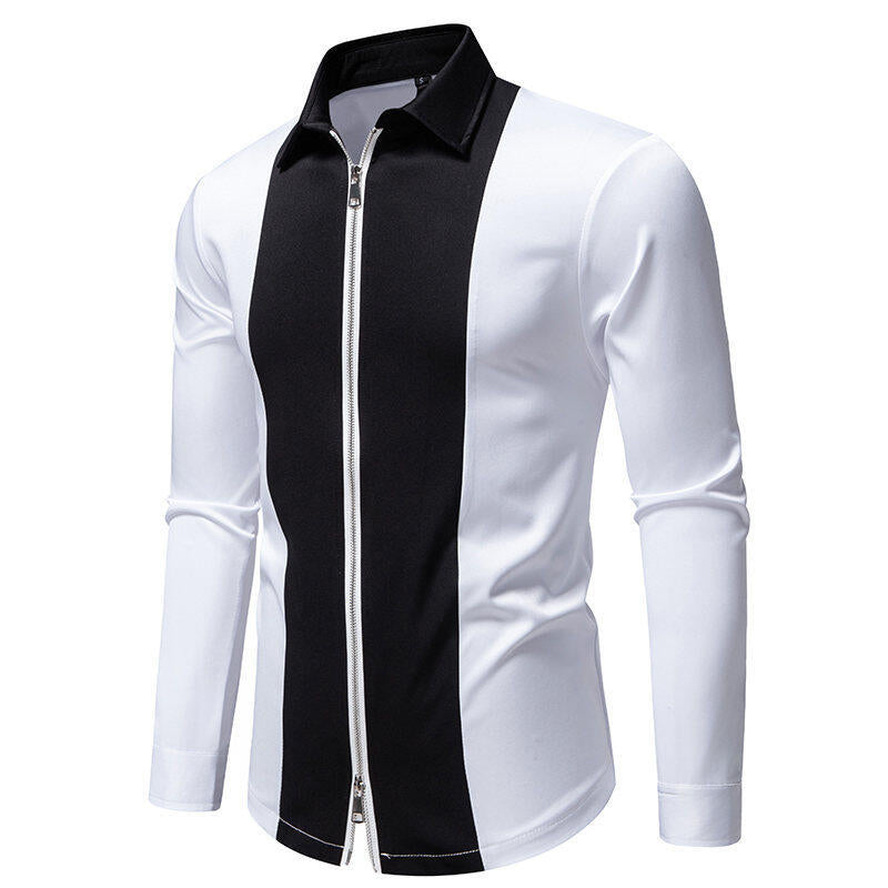 Herren Sportliches Langarmshirt mit modernem Reißverschluss und kontrastierenden Farben Heidi-Mode