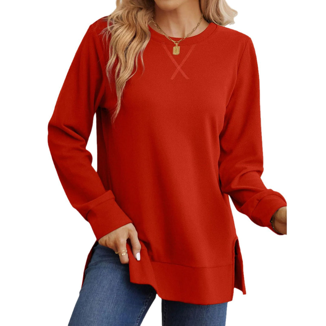Damen Bequemer Langarm-Sweater mit Seitenschlitzen Heidi-Mode