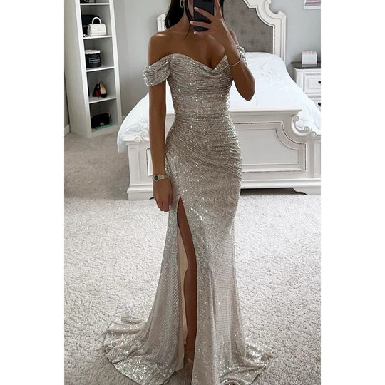 Damen Abendkleid mit schimmernden Pailletten Heidi-Mode