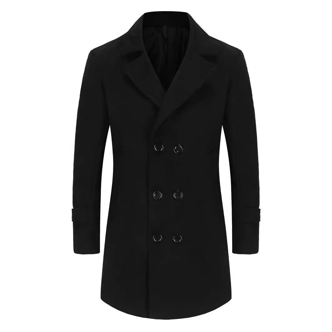 Herren eleganter Doppelreiher-Mantel mit schmalem Schnitt und gefüttertem Innenfutter Heidi-Mode