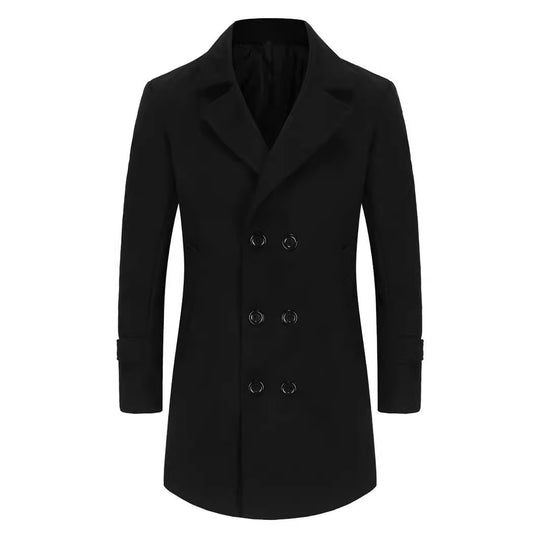 Herren eleganter Doppelreiher-Mantel mit schmalem Schnitt und gefüttertem Innenfutter Heidi-Mode