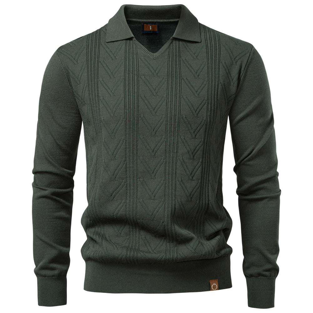 Herren Pullover mit V-Ausschnitt und strukturiertem Design Heidi-Mode