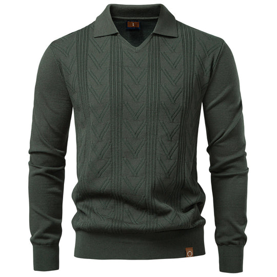 Herren Pullover mit V-Ausschnitt und strukturiertem Design Heidi-Mode