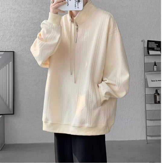 Damen lässiger Pullover mit modernem Stehkragen und Ringelzug Heidi-Mode