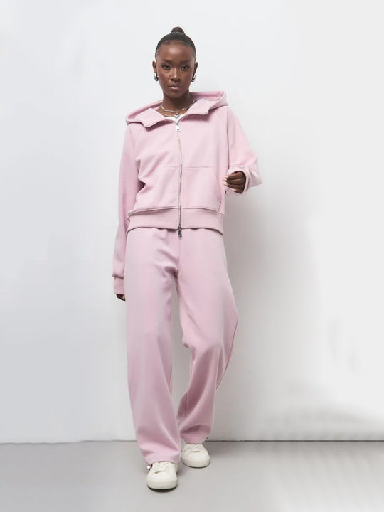 Damen komfortables Set aus Hoodie und Jogginghose mit Reißverschluss Heidi-Mode