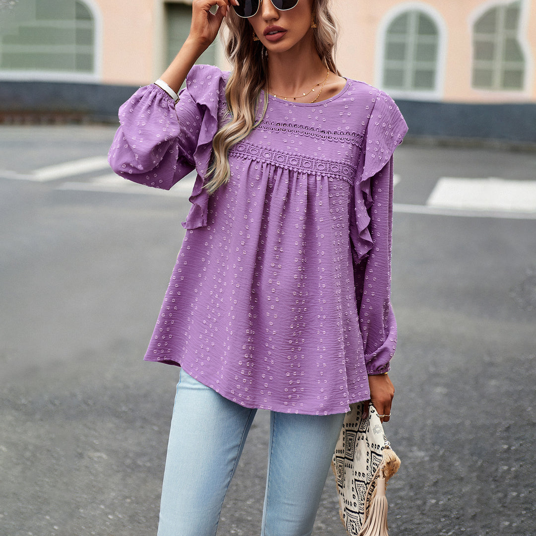 Damen Bluse mit Rüschendetails und feiner Struktur Heidi-Mode