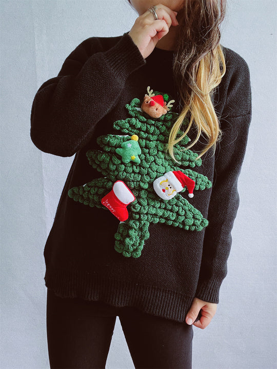 Damen Weihnachts-Pullover mit festlichem 3D-Motiv und weichem Strick Heidi-Mode