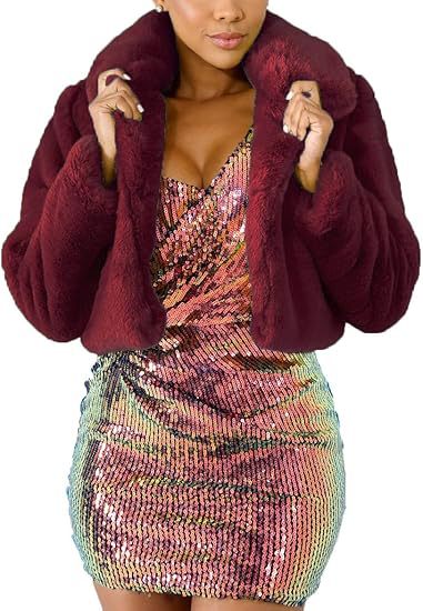 Damen Luxuriöse Kunstpelzjacke im eleganten Cropped-Design Heidi-Mode