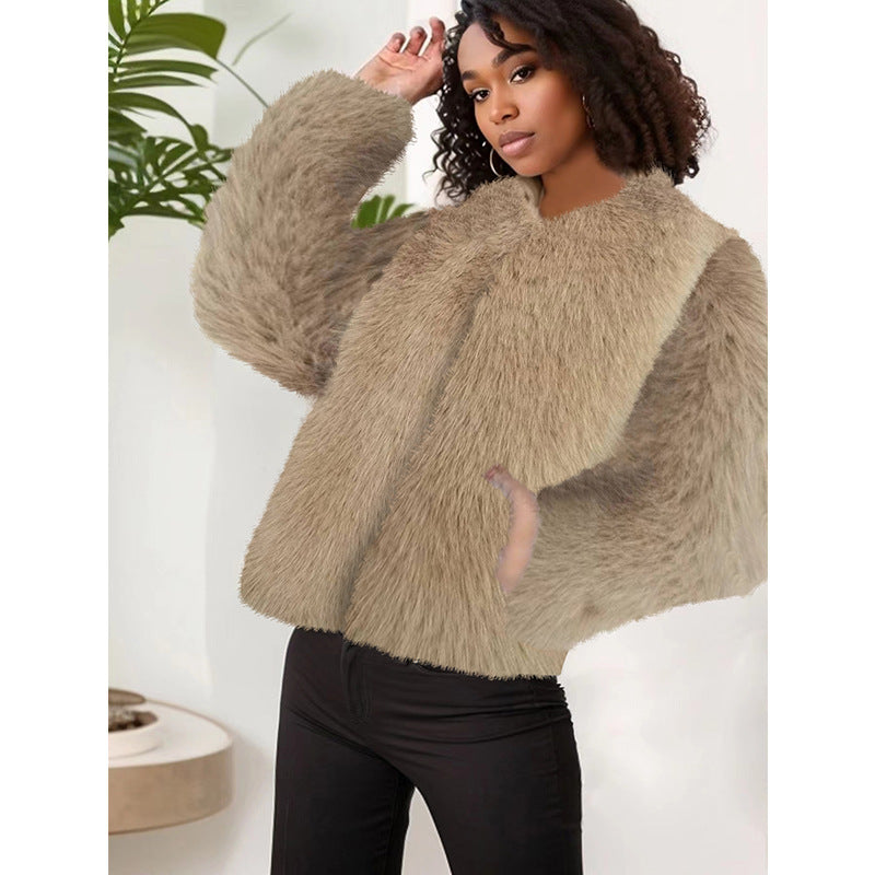 Damen Kuschelige Fleecejacke mit Lockenstruktur Heidi-Mode