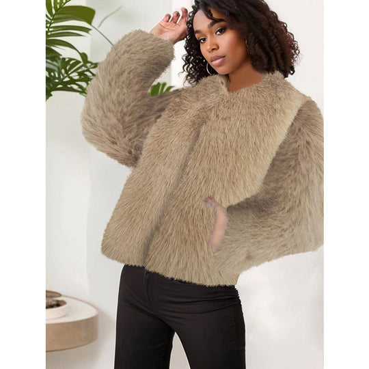 Damen Kuschelige Fleecejacke mit Lockenstruktur Heidi-Mode